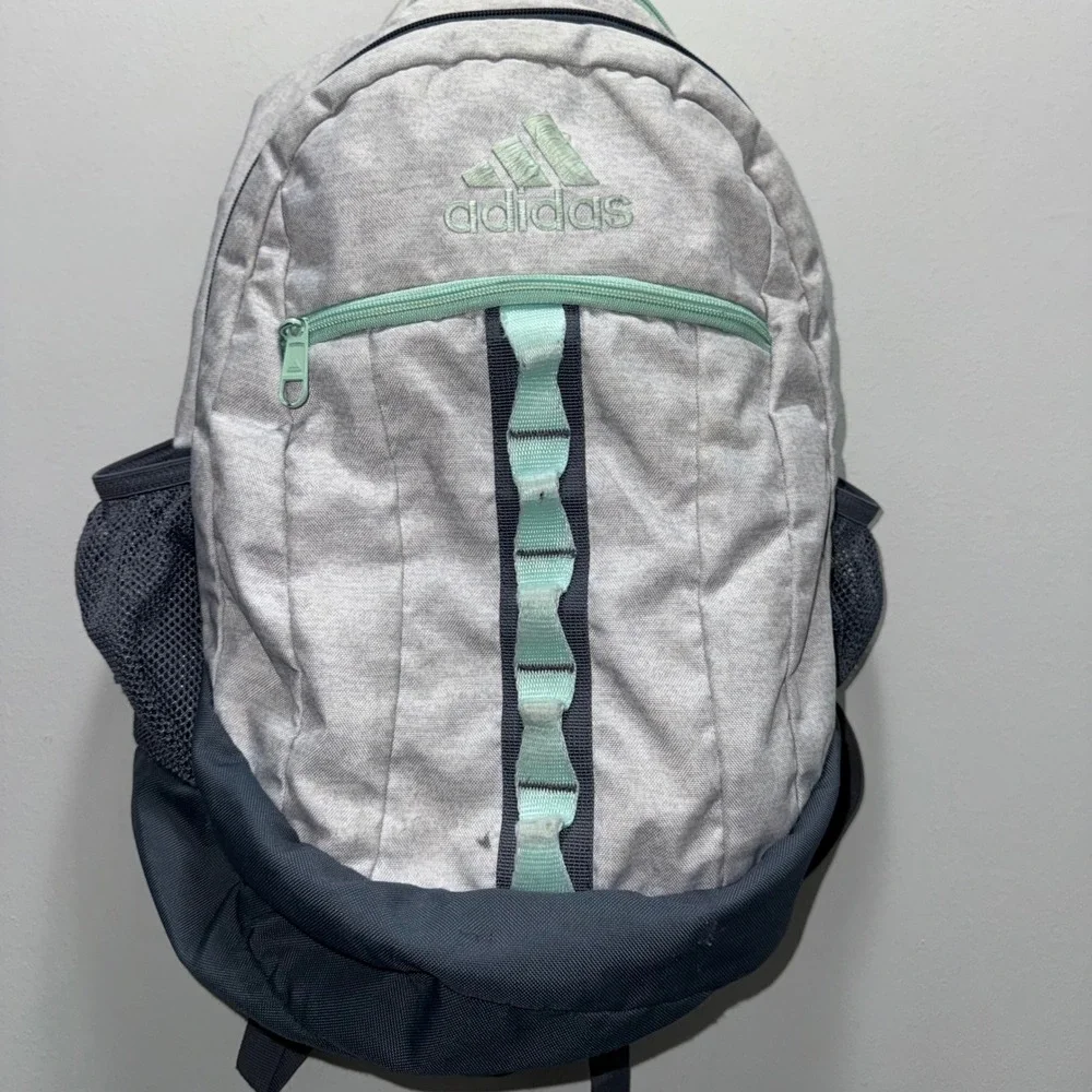 Adidas Stratton Backpack Gray Mint Green School Travel Laptop Daypack